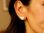 14K Yellow Gold Mother of Pearl Butterfly Stud Earrings