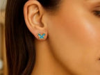 14K Yellow Gold Primavera Turquoise Butterfly Stud Earrings