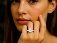 5 Carat Oval Lab Grown IGI G/VS1 Diamond Solitaire Ring in 10K Yellow Gold