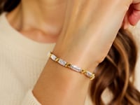 14k Two-Tone Gold Fancy X Line Bracelet (4.80 mm)