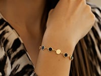 Black Onyx Gem Alternating Bracelet in 14K Yellow Gold (5.00 mm)