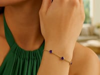 14K Yellow Gold Amethyst Station Bracelet