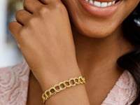 14k Yellow Gold Solid Double Link Charm Bracelet (7.00 mm)