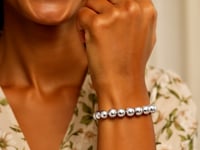 Rhodium Plated Sterling Silver Bold Bead Bracelet (10.00 mm)