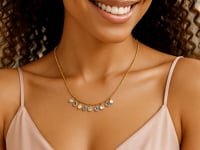 14K Yellow Gold Blue And White Topaz Dancing Drop Necklace