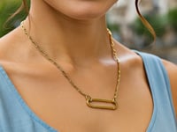 14k Yellow Gold Elongated Link Paperclip Necklace