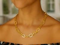 Large Flat Oval Link Necklace in 14K Yellow Gold (7.90 mm)