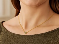14k Yellow Gold 17 inch Necklace with Round Peridot