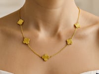 14K Yellow Gold Clover Necklace