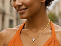 14K Yellow Gold White Topaz Heart Necklace (1.50 mm)