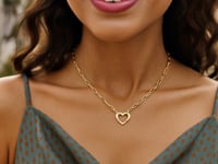 14k Yellow Gold Heart Element Paperclip Necklace