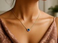 14K Yellow Gold Blue Topaz Heart Necklace (1.50 mm)
