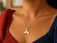 Whale Tail Necklace in 10K Yellow Gold