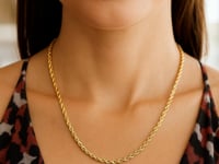 14K Yellow Gold Hollow Diamond Cut Rope Chain (3.2 mm)