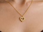 14K Yellow Gold Petite Diamond Heart Necklace