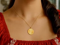 14K Yellow Gold Radiating Circle Necklace