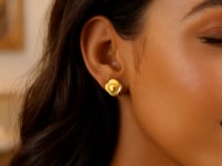 14K Yellow Gold Floral Stud Earrings